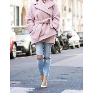 CARVEN Oversize Asymmetric Wool Blend Coat w Matching Belt - SZ 36 or SM